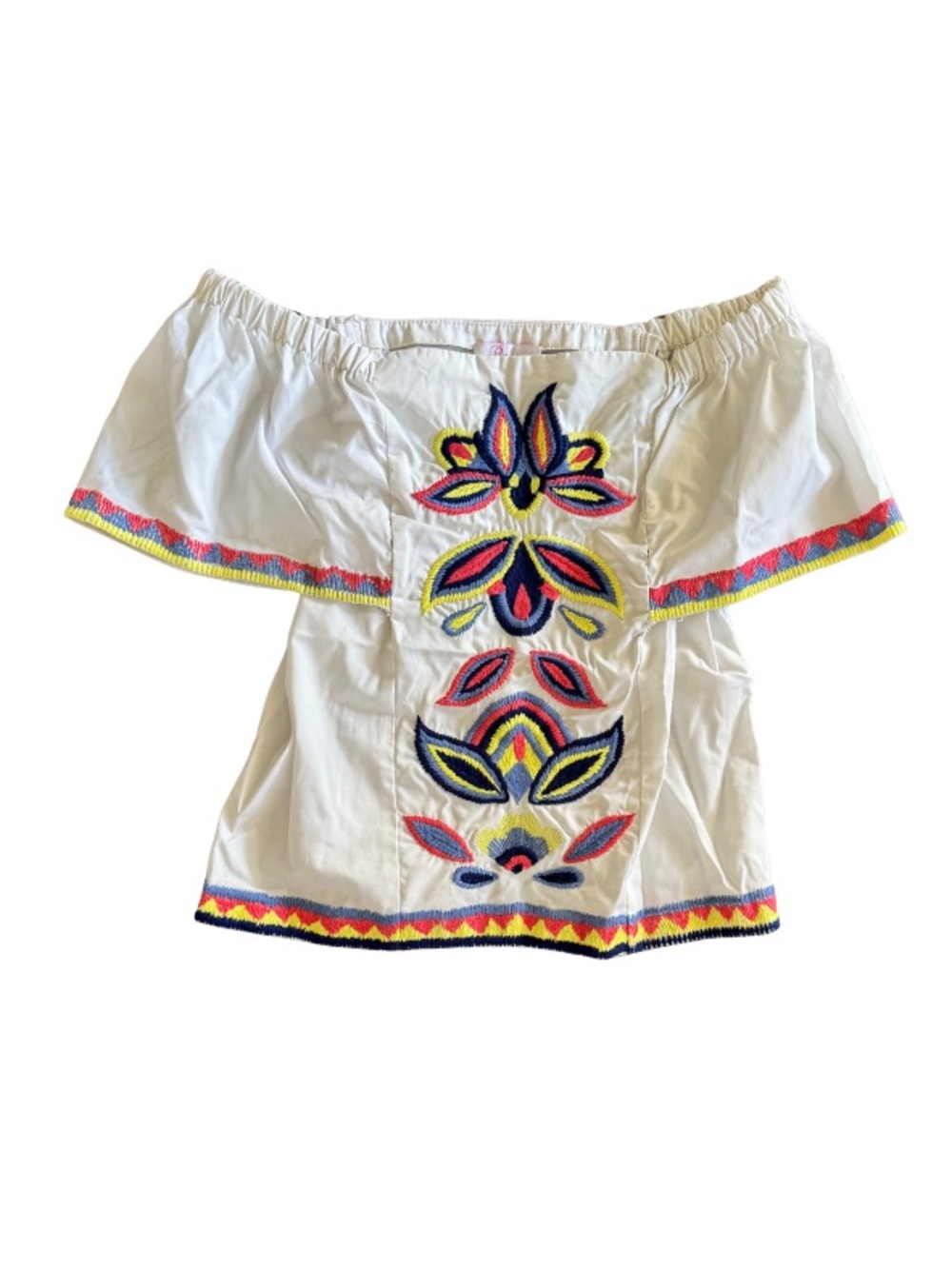 Parker Embroidered Off Shoulder Boho Blouse White XS